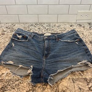 Abercrombie & Fitch Blue Distressed Jean Shorts